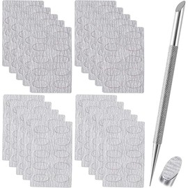 Stainless Steel Nail Cuticle Pusher Tools Dual Ended Cuticle Remover Self-Adhesive 240/180 Grit Sandpaper Sheets Nail Care Replacement for Women Girls