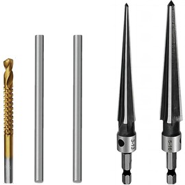 KEWAYO T-Handle Tapered Reamer Set for Woodworking and Luthier Guitar Tools - Sizes 1/8"-1/2" (3-13mm) & 5/8"-5/8" (5-16mm) - Sawtooth Bit - Handheld Tapered Reamers for Precision Drilling and Cutting