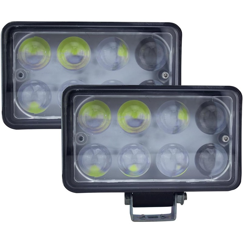 2 Faros Rectangulares con 8 Leds 32 Watts Luz Blanca