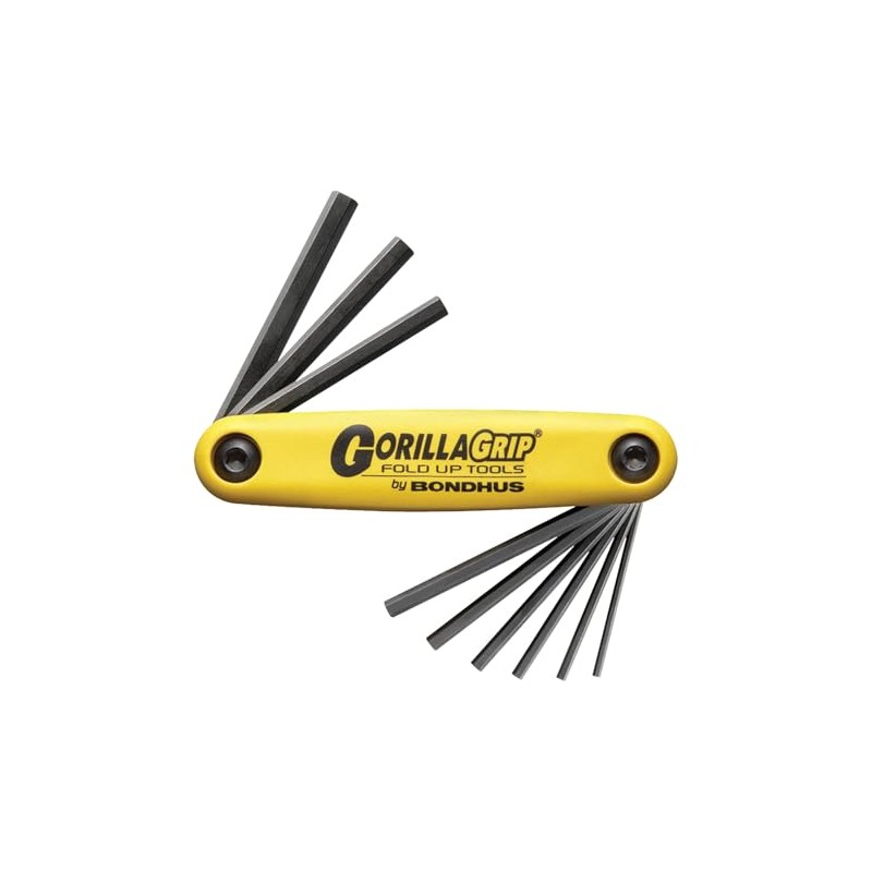 Bondhus 12591 GorillaGrip Set of 9 Hex Fold-up Keys, sizes