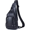 Leather Sling Bag Men Chest Shoulder Backpack Crossbody Bag with