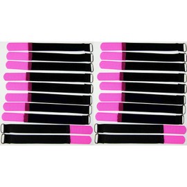 20 x 16 cm x 16 mm resealable Velcro cable ties, neon pink with metal eyelet, cable Velcro tape, 160 mm, reusable