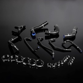 PIT66 Silicone Radiator Hose Kit,Compatible with 1994-1997 Mazda Miata MX5 1.8L Black with Clamps