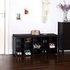 VASAGLE Shoe Bench with Cushion, Storage Bench with 15 Compartments,