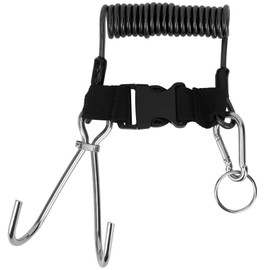Stainless Steel 

Marine Sports Reef Double Hook with Spring Rope for Diving Scuba AccessoriesTransparent Black