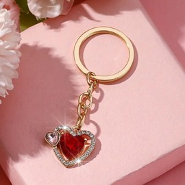 Bling Red Heart Keychain Cute Phone Bag Charms Fashion Purse Accessories Birthday Valentine's Day Gifts for Women