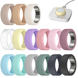 15 Pack Cover Compatible with Oura Ring Gen 4/ Gen 3 Horizon/Gen 3 Heritage - Charging Directly with Protector, Anti-Scratch Elastic Thin Silicone Case for Men Women Working Out