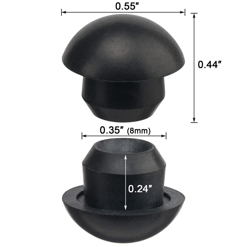 ANCIRS 12 Pack 8mm Floor Bottle Jack Plugs, Black Rubber