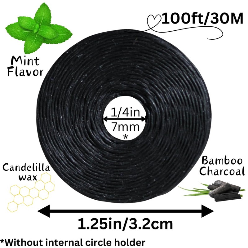 BOONBOO Dental Floss Refill Rolls, Charcoal Woven Thread, 2 Pack,