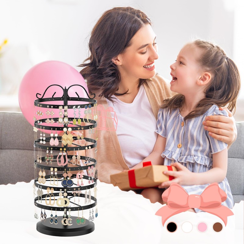 iDavosic.ly 6 Tier Metal Rotating Earring Holder Organizer, 264 Holes