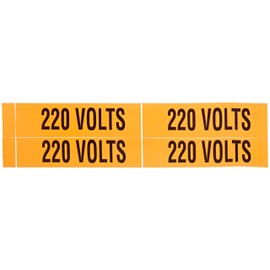 NSI VM-B-5 Pressure Sensitive Voltage Marker, Legend "220 Volts", 4-1/2" Length, 1-1/8" Height, Black on Orange