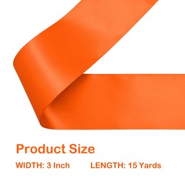 LoomJoyz Double Sided 75mm Orange Satin Ribbon 13 Meters Satin Ribbon Ideal for Gift Wrapping Flower Bouquet Crafts Weddings Floral Arrangements & Bows