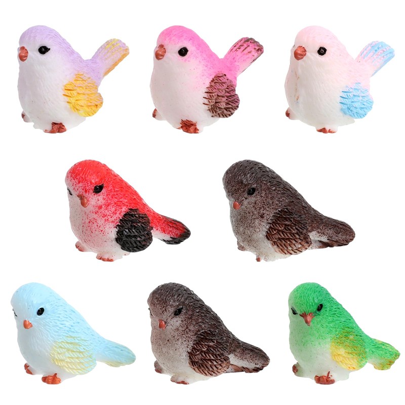 VORCOOL Bird Miniature Mini Figurine Set of 8 Birds Objects,