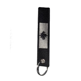 Premium Canada Flag Keychain Double Sided Embroidered Fabric Keychain Ring Key Chain Aviation ATV UTV Motorcycle (Black)
