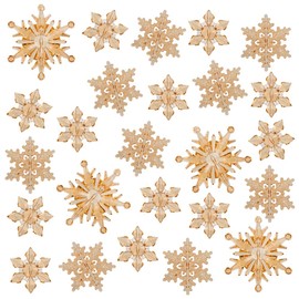 SOFPLATE 45Pcs 3 Styles Crystal Snowflakes Hanging Ornaments Winter Christmas Tree Decorations Gold Crystals Acrylic Snowflakes Ornament Pendants for Home Chandelier Decor Party Wedding Celebration