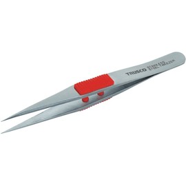 TRUSCO TSP-210 Stainless Steel Tweezers with Rubber Grip 4.7 inches (120 mm) Strong Type