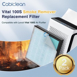 Vital 100S Smoke Remover Replacement Filter for LEVOIT Vital 100S Vital 100S-P Air Purifier, 3-in-1 HEPA High-Efficiency Activated Carbon Filter, Vital 100S-RF-SR (LRF-V102-BUS), 2 Pack, Blue