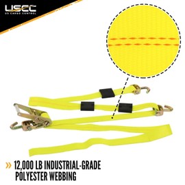 US Cargo Control Wheel Strap with Swivel Hooks and Adjustable Rubber Blocks, Strong and Durable Over The Tire Strap to Secure Vehicle for Transport, 2,200 Pound Working Load Limit, 4 Pack