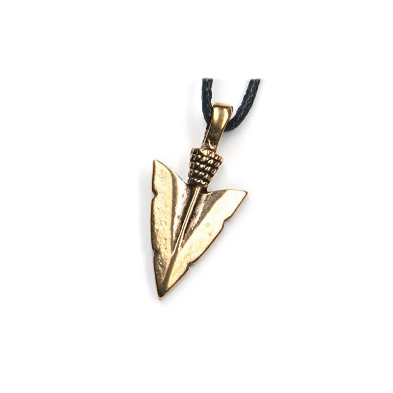 Arrowhead Bronze Pendant Necklace Jewellery, incl black cotton sting, Pendant