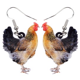 NEWEI Acrylic Cute Chicken Earrings Dangle Charms Chicken Gifts for Women Farm Animals Jewelry (Ebony)