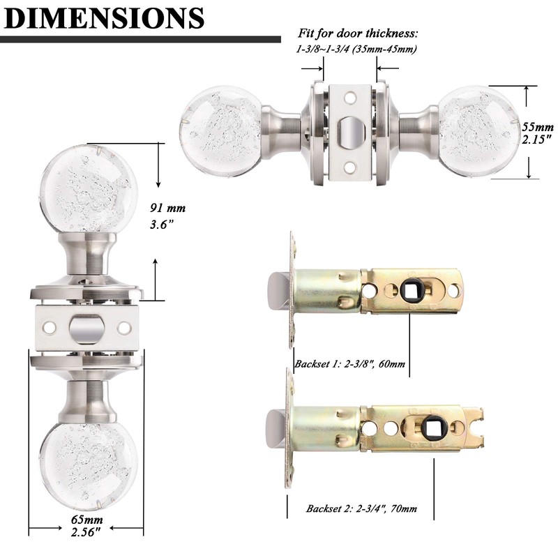 Orger Passage Door Knobs 3 Pack, Keyless Non-Locking Door Handles