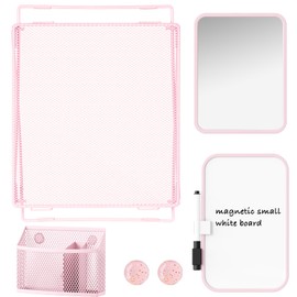 Svartur Svartur Pink Locker Accessories with Locker Shelf, Magnetic Mirror, Magnetic Pen Holder, Magnetic Small Whiteboard, Back to School Essentials Locker Decorations, 7 Piece Locker Organizer for Work