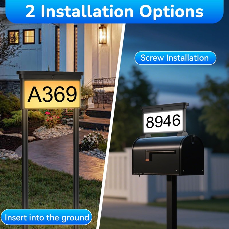 ZSYIQIXI Solar House Numbers For Outside，with Ground Stake - Solar