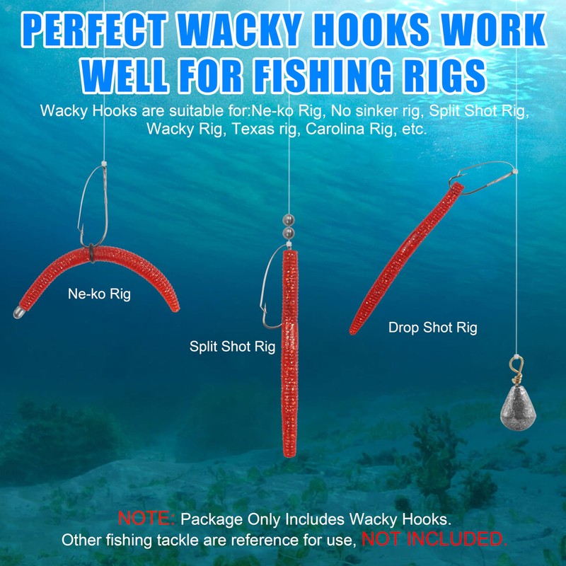 50pcs Weedless Wacky Rig Hooks Wacky Worm Hooks with Weed
