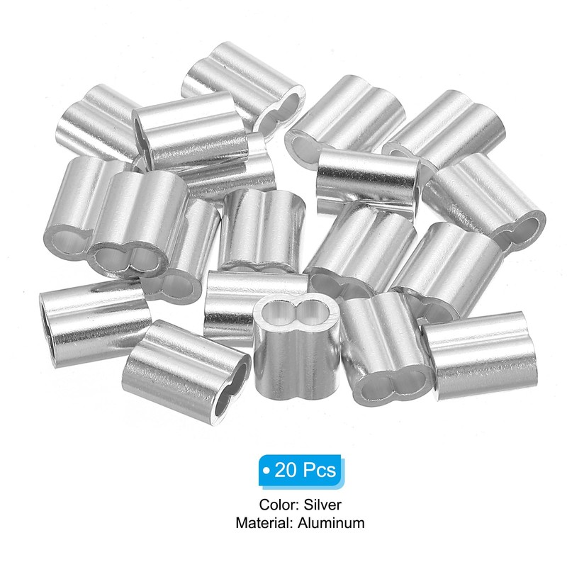 sourcing map 5/32" 4mm Aluminum Crimping Loop Sleeve Double Ferrule