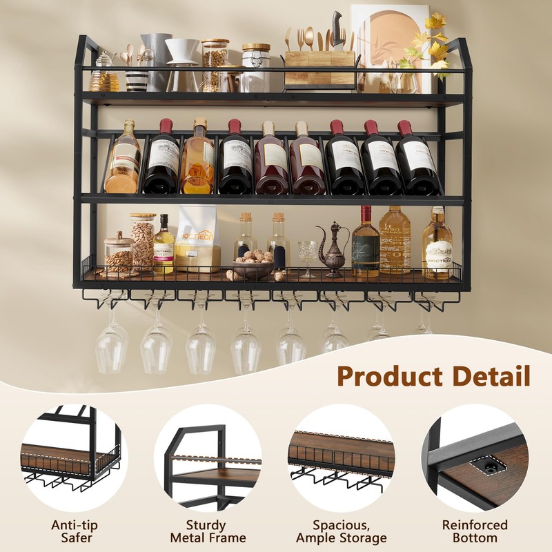 Hoctieon Wall Mounted Wine Rack, 31.5" Wall Wine Rack for