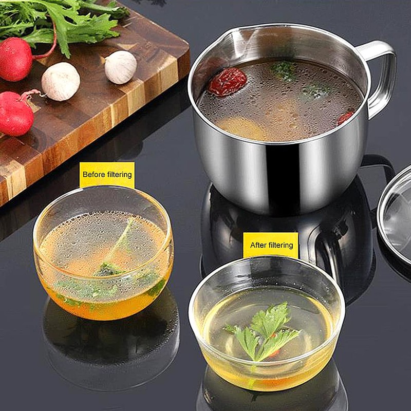 Stainless Steel Fat Separator 4 Cup/1000ML Gravy Grease Separator with