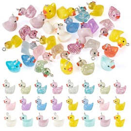 Boutigem 30Pcs Resin Duck Charms Colorful Mini Duck Shape Pendants with Loop Miniature Cute Animal Dangle Charms Ducks Hang Ornament for DIY Crafts Earring Necklace Bracelets Keychain Jewelry Making