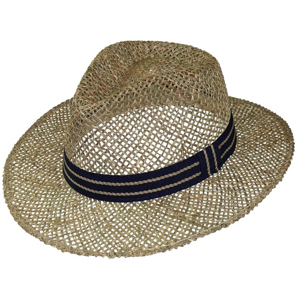 Harrys-Collection Seagrass Straw Hat Medium Size with Fabric Band, natural