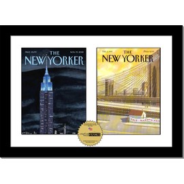 CreativePF [1420bk-w] Double Magazine Frame Holds Magazines Measuring 8 by 10 7/8-inches, White/Black Core Matting with Installed Hangers (MEASURE-YOUR-MAGAZINE)