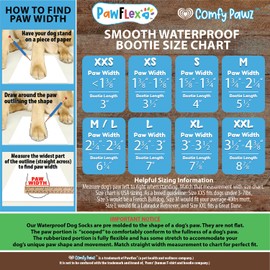 PawFlex Double Dipped Waterproof Dog Socks Comfy Pawz Soft Indoor/Outdoor Dog Booties with Rubberized Bottom| Non-Slip Silicone Grip at Inner Cuff for No Twisting or Sliding Off| Adjustable Strap