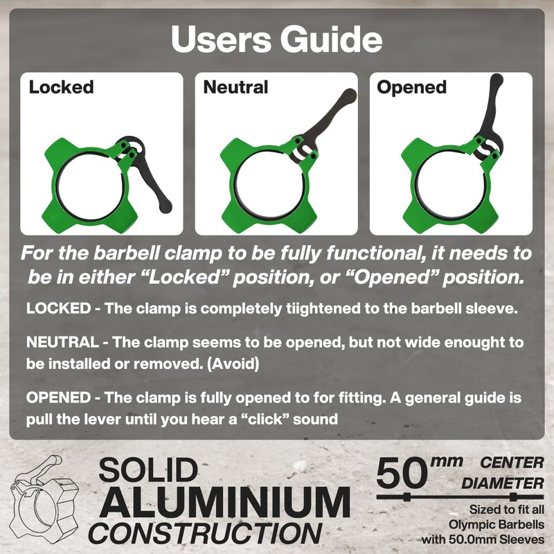 Meteor Essential Olympic Quick-Release Barbell Collars, Aluminium Collar, Barbell Clamp,