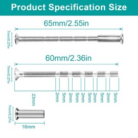 Pack of 16 Connection Screws Sleeves M4 Door Handle Screws Connection Sleeve Screws for Fixing Door Handles Sleeve Screws