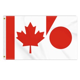 3×5 FT Canada Japan Flag, Large 100D Canadian Japanese Friendship National Outdoor Banner,Doube Side Printing Decor For Patio Garden With Brass Gromment