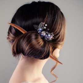 LALAFINA Hair Ornament, Hair Stick, Hairsticks, Single Kanza, Ebony, Wooden, Hair Decoration, Hair Accessories, Hair Stick, Simple, Handmade Hairpi, Girl (Mixed Color)