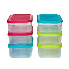 Kigima Rectangular Food Storage Containers 0.5 Litre (510 ml) Set of 12 with Flex Lid Colourful