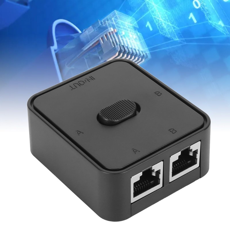 2-Port Gigabit Network Switch Splitter, 1000Mbps 2 in 1 Out