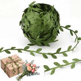 50 Yard(150 Ft) Green Leaf Trim Ribbon Artificial Vines Leaves