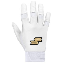 SSK Showcase Adult Baseball Batting Gloves - Durable Full Cabretta Leather Glove - 8 Colors (White, Large)