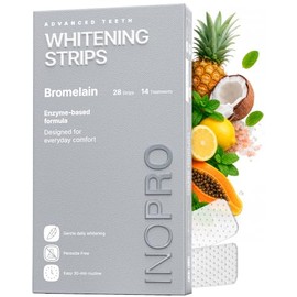 InoPro Kit de tiras blanqueadoras de dientes naturales, 14 tratamientos: blanqueador para dientes sensibles, sin peróxido, tiras blancas que no dañan el esmalte, eliminación de manchas profundas, bl