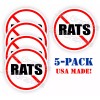 Unbranded 5-pack NO RATS Funny Hard Hat Stickers / Motorcycle Helmet Labels / Vinyl Decals