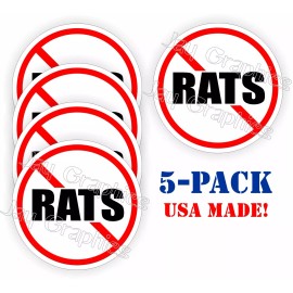 Unbranded 5-pack NO RATS Funny Hard Hat Stickers / Motorcycle Helmet Labels / Vinyl Decals