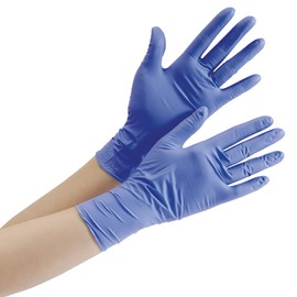 Midori Anzen Berte 701H Nitrile Dispo Gloves, Powderless, Blue, L, Pack of 100 (Thick Type)