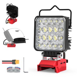 Azocek New Upgrade LED Work Light Compatible with Mil-wau-kee 18V Battery, 60W 6000LM Flashlight, 18V Battery Cordless Work Light with Low Voltage Protection & Dual USB & Type-C Charging Port (60W)