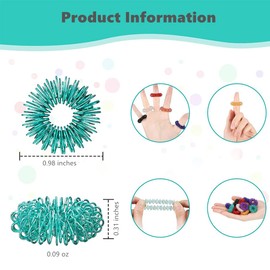 HUAMIAODI 20 Pieces Finger Acupressure Massager Rings Fidget Rings Stress Anxiety Relief Items Set for Men,Women,Adults,Teens,10 Colors