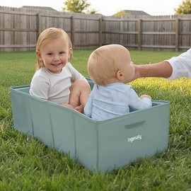 Ingenuity Tuckaway Foldable Baby Bathtub, Toddler Bathtub, Turns Shower into Bathtub, Foldable, Easy to Clean, No Assembly Required, 12M-5J
